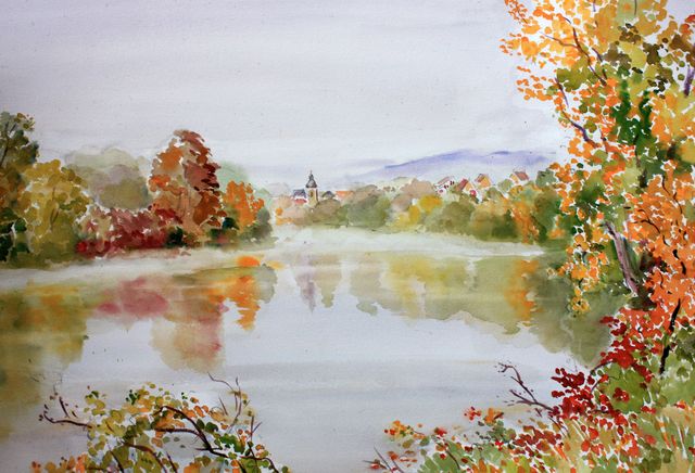 La Marne à Cumières — aquarelle de Patrick Adam