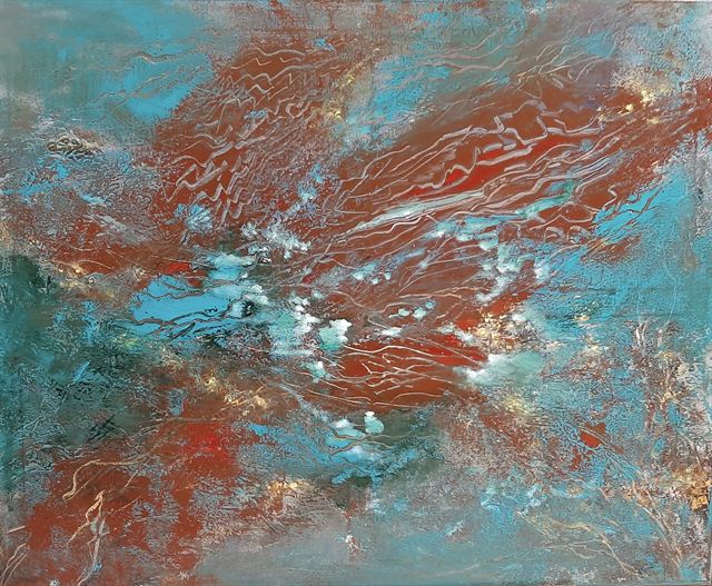 Prélude en bleu et rouge — Acrylique sur toile de Patrick Adam