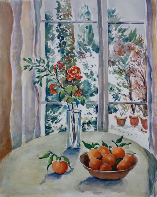 Devant la fenêtre — aquarelle de Patrick Adam
