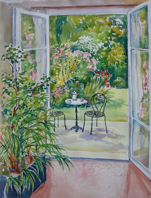 Sur le jardin — aquarelle de Patrick Adam